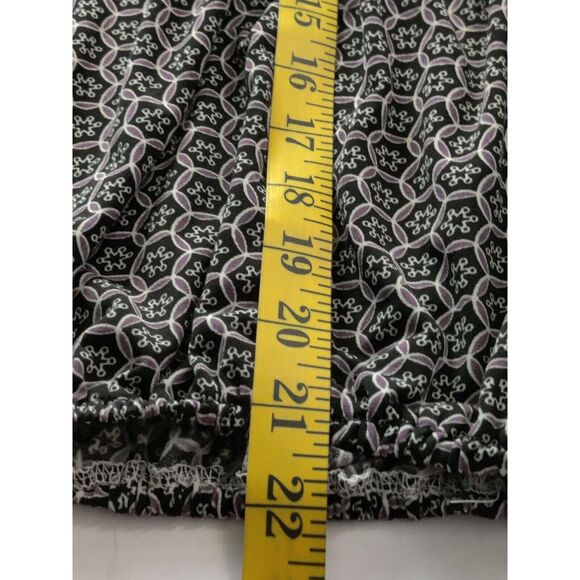 Max Studio Floral‎ Boat Neck Ruffle Elastic Hem Top Blouse Black Womens Size S - Picture 9 of 9